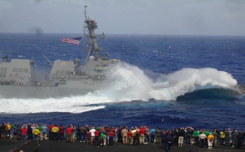 Navy Ship at Sea — Blue