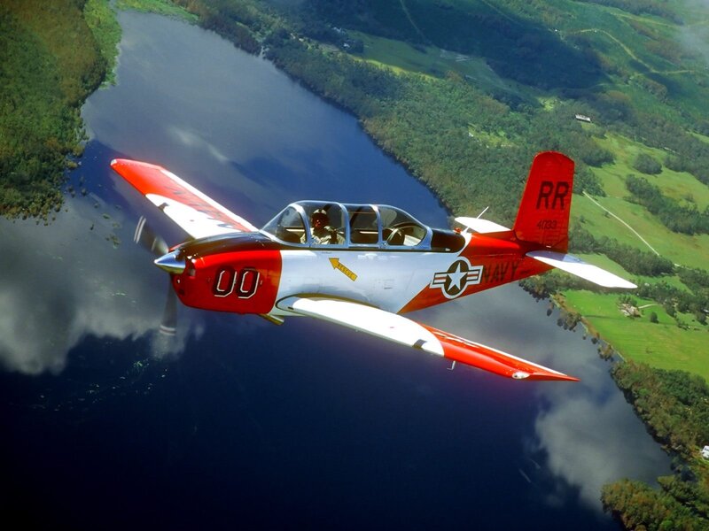 Navy training aircraft in flight