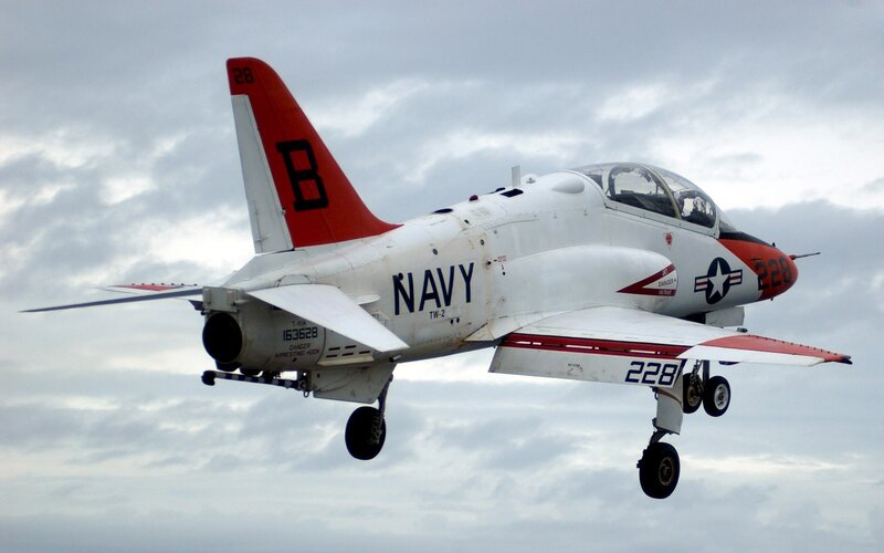 Navy training jet in flight