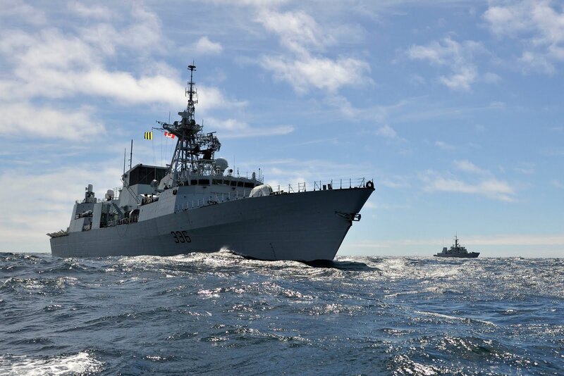 Navy Warship at Sea — Blue, Calm
