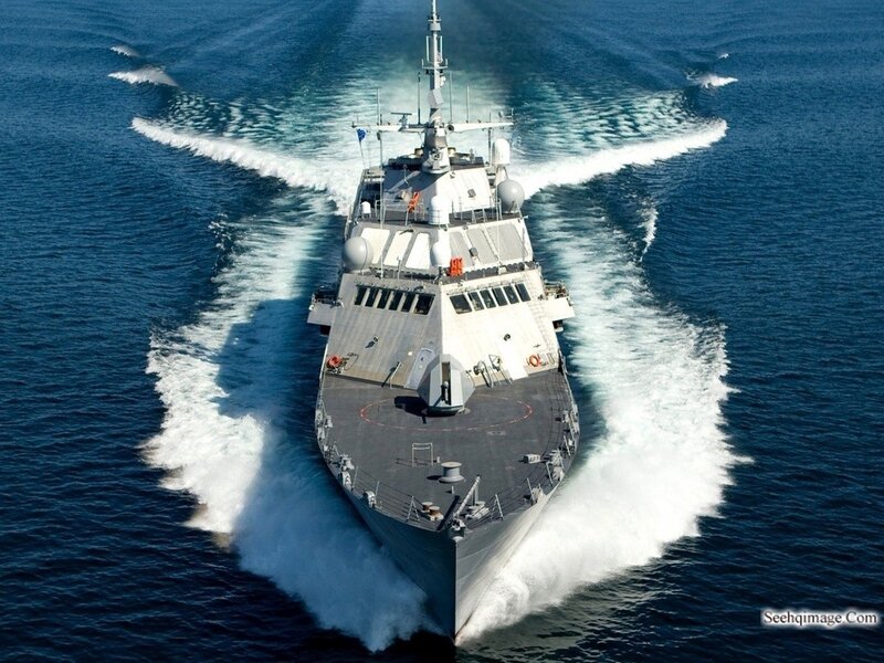 Navy Warship at Sea — Blue, Dynamic, Afternoon