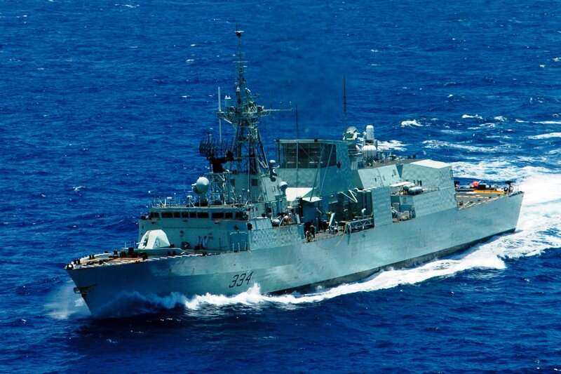 Navy Warship at Sea — Blue