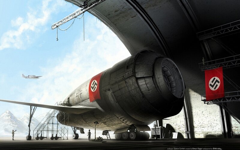 Nazi aircraft in hangar