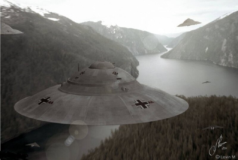 Nazi flying saucers over fjord