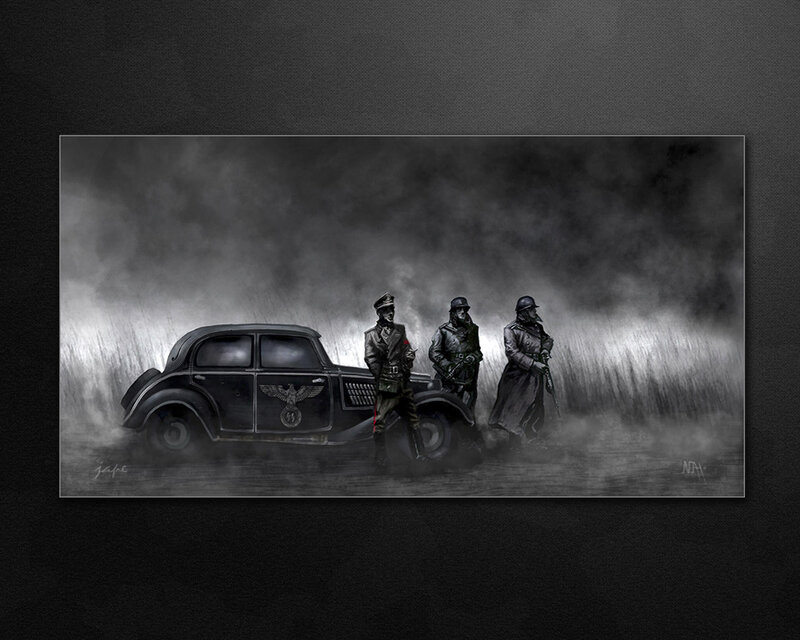 Nazi soldiers with car