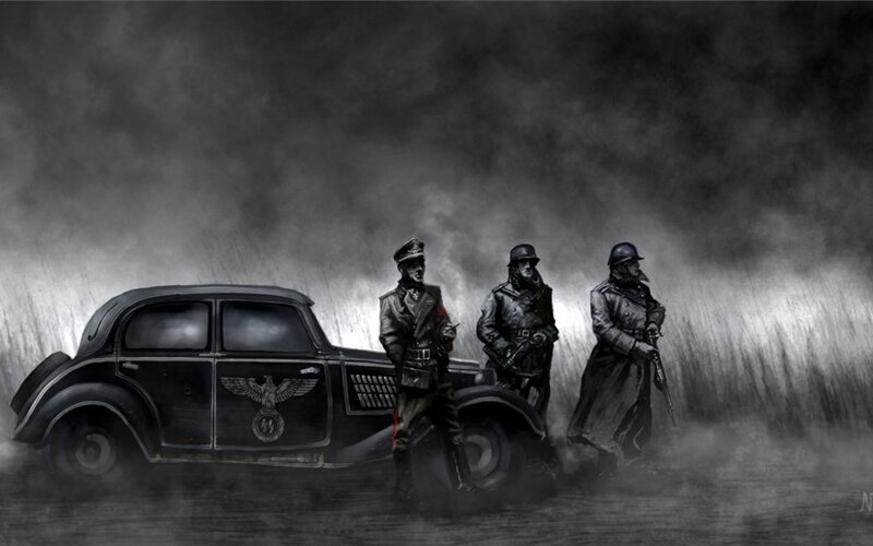 Nazi soldiers with car