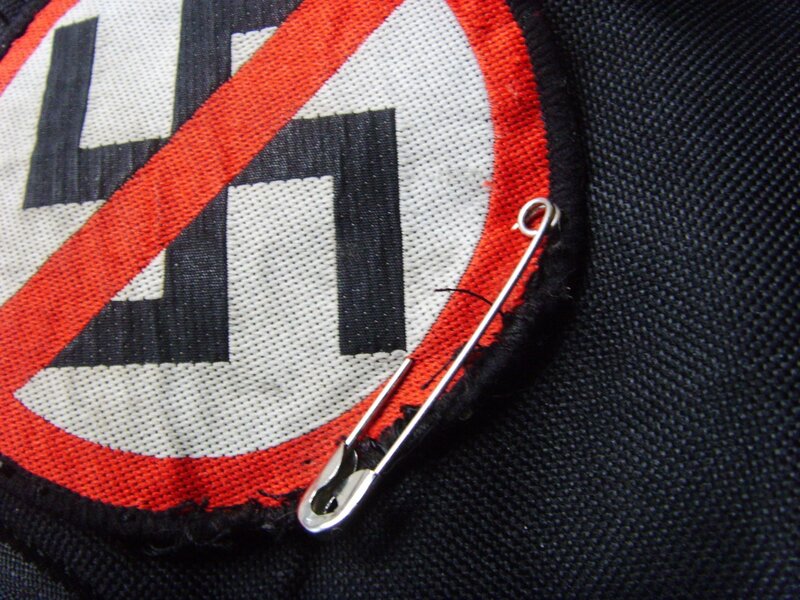 Nazi symbol patch with safety pin