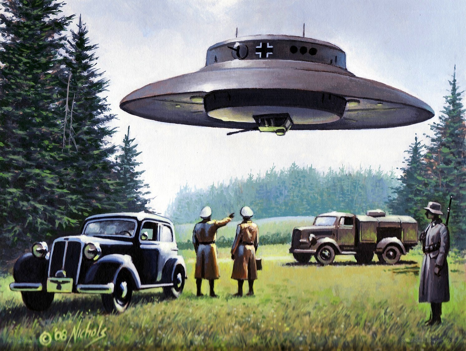 Nazi UFO landing scene