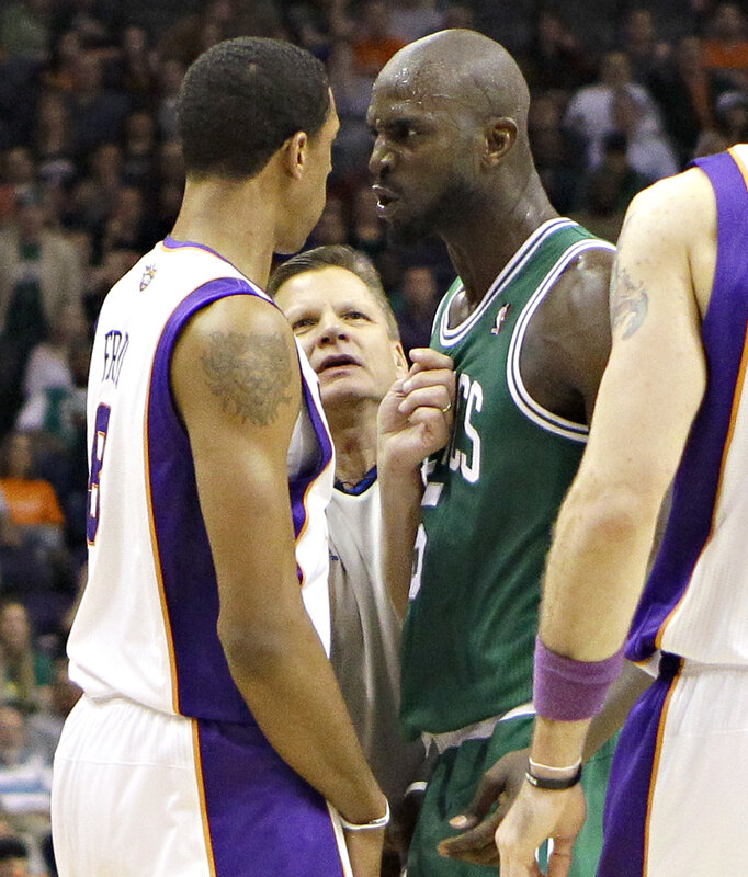 NBA players confront each other