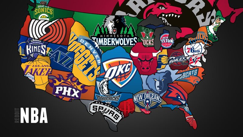 NBA Team Logos on Map