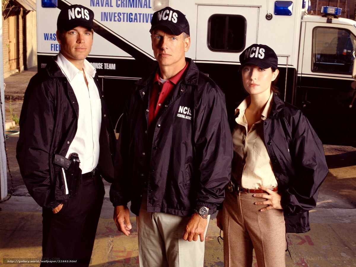 NCIS team in front of van