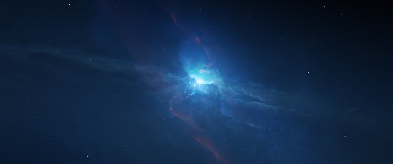 Nebula in Deep Space — Blue, Cosmic, Night, Digital Art, Stars