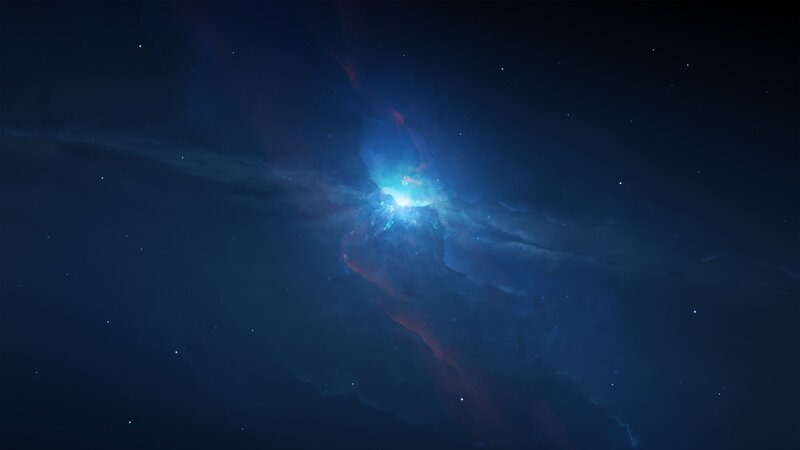 Nebula in Deep Space — Blue, Cosmic, Night, Digital Art
