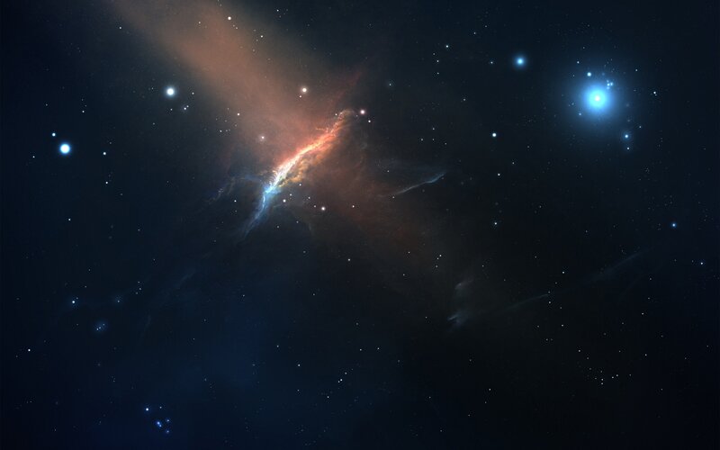 Nebula in Space — Black, Cosmic, Night, Digital Art, Stars