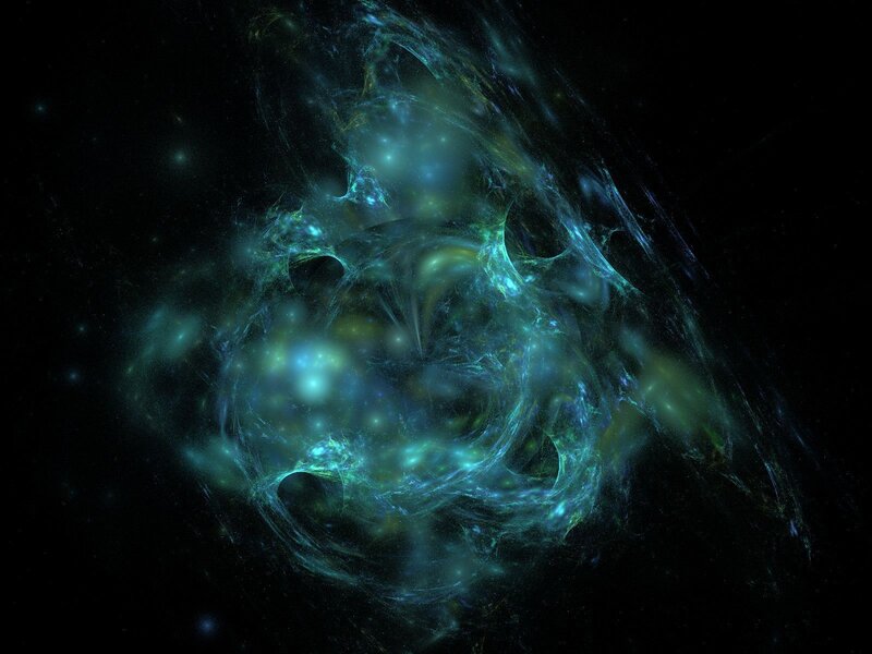 Nebula in Space — Blue, Cosmic, Digital Art