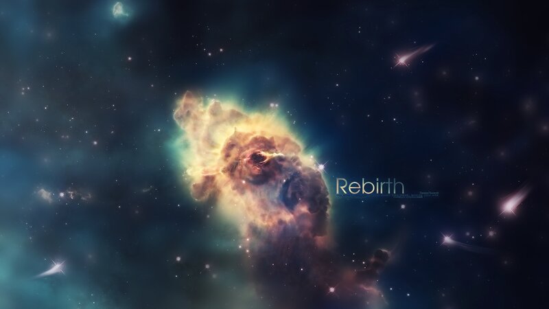 Nebula in Space — Blue, Cosmic, Night, Digital Art, Stars, Comets