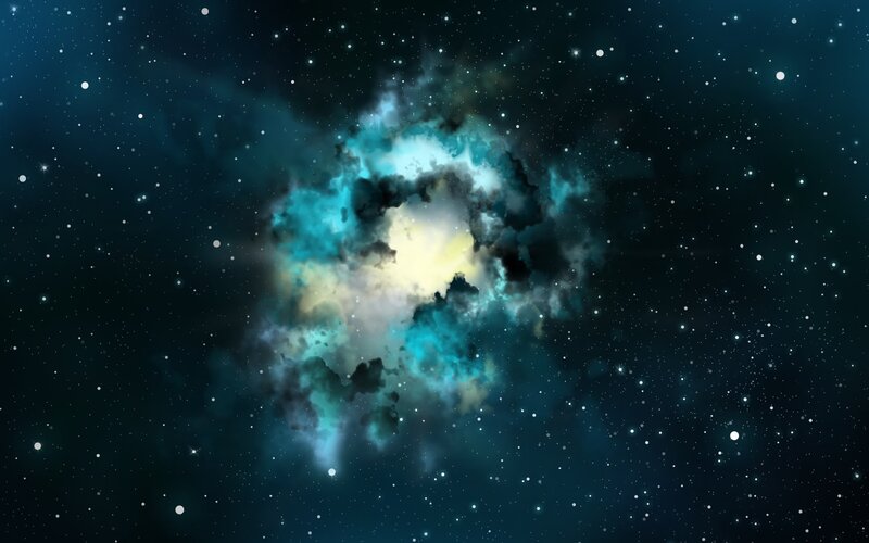 Nebula in Space — Blue, Cosmic, Night, Digital Art