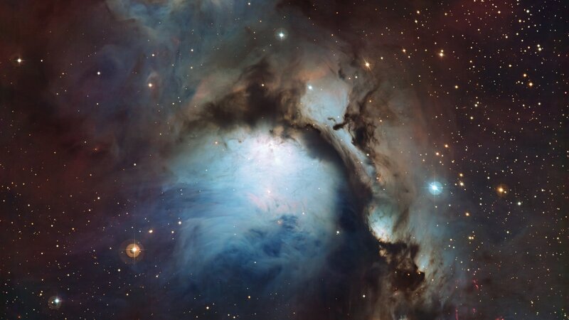Nebula in Space — Blue, Cosmic, Night, Photograph, Stars, Gas Clouds, Dust, White