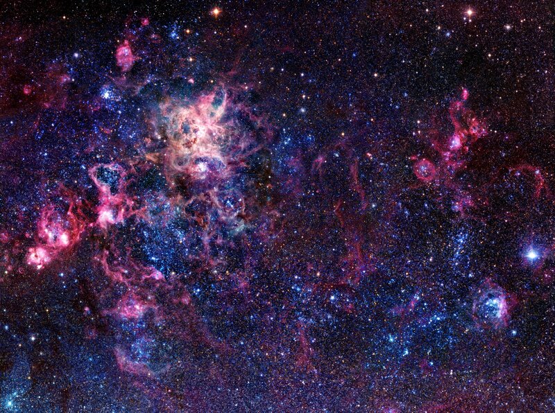 Nebula in Space — Blue, Cosmic, Photograph, Stars, Gas Clouds, Dust, Purple, Pink