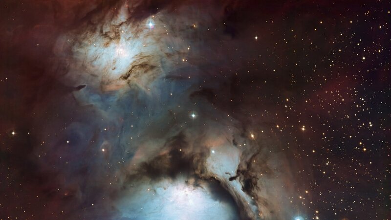 Nebula in Space — Blue, Cosmic, Photograph, Stars, Gas Clouds, Dust, White, Black