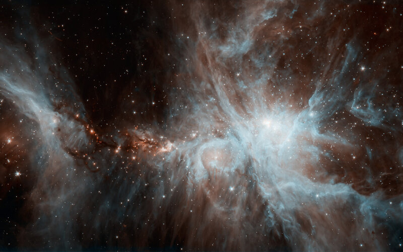 Nebula in Space — Blue, Cosmic, Photograph, Stars, Gas Clouds, Dust, White