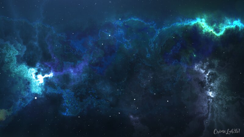 Nebula in Space — Blue, Dark, Digital Art
