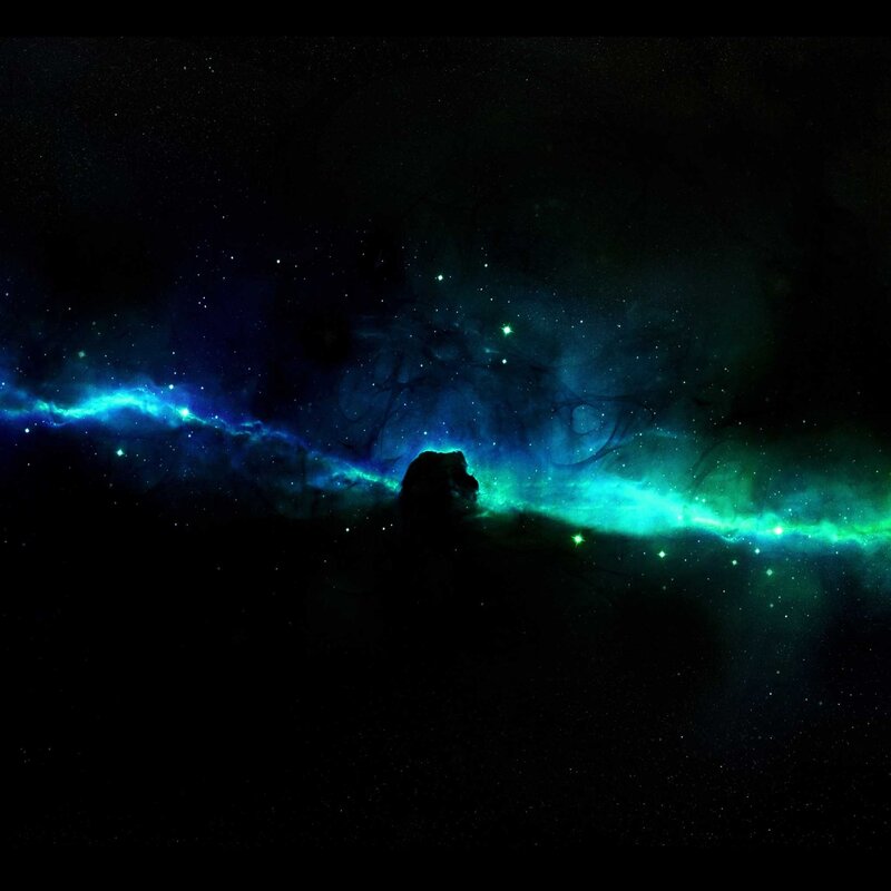 Nebula in Space — Blue, Dark, Night, Digital Art
