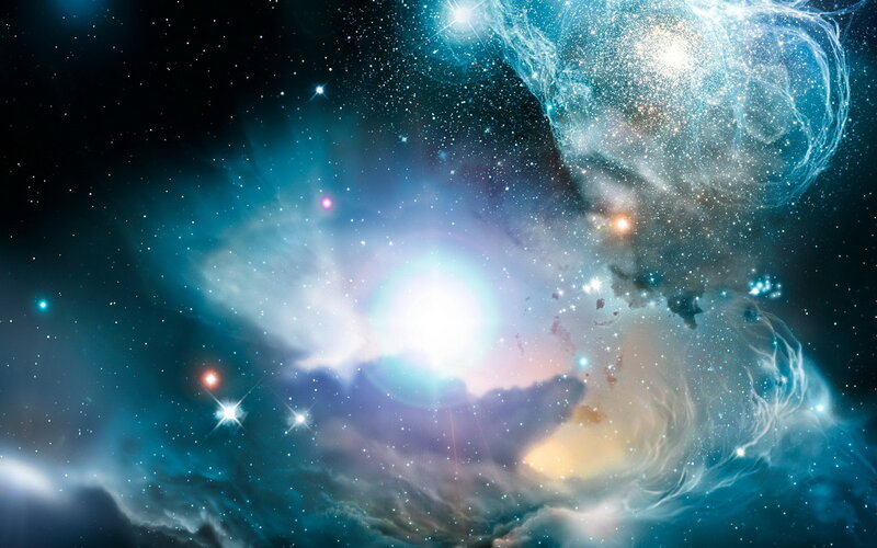 Nebula in Space — Blue, Dramatic, Digital Art, Stars, Gas Clouds