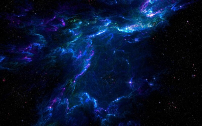 Nebula in Space — Blue, Dramatic, Night, Digital Art, Stars