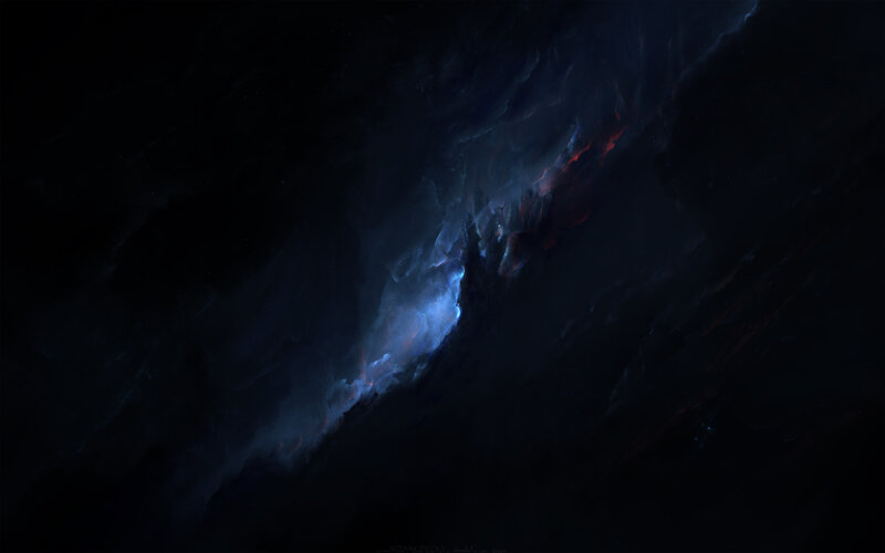 Nebula in Space — Blue, Dramatic, Night, Digital Art
