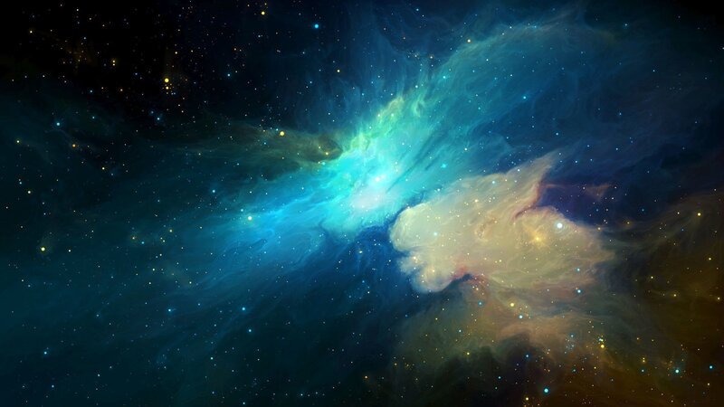 Nebula in Space — Blue, Serene, Digital Art