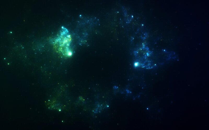 Nebula in Space — Blue, Serene, Night, Digital Art, Stars