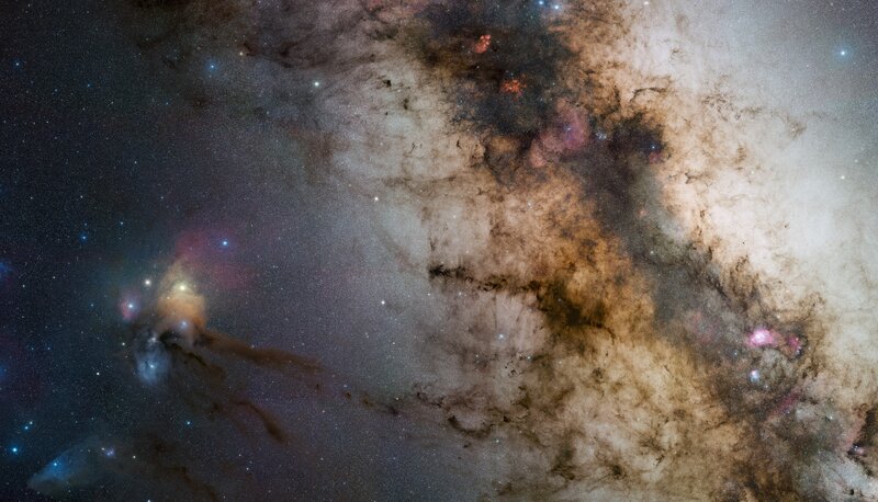 Nebula in Space — Brown, Cosmic, Night, Photograph, Stars, Gas Clouds, Dust