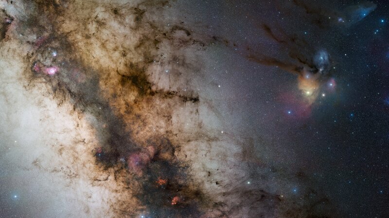 Nebula in Space — Brown, Cosmic, Night, Photograph, Stars, Gas Clouds, Dust, White