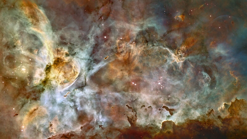 Nebula in Space — Brown, Cosmic, Photograph, Stars, Gas Clouds, Dust, Blue