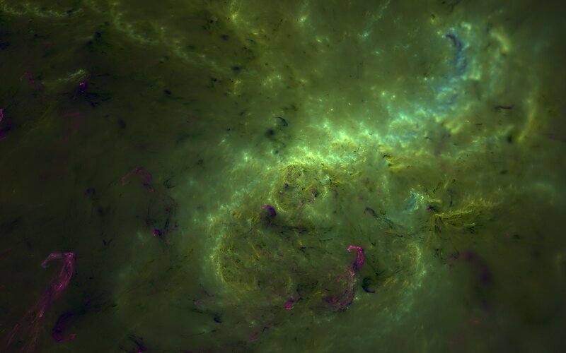 Nebula in Space — Green, Cosmic, Digital Art, Gas Clouds