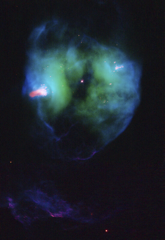 Nebula in Space — Green, Cosmic, Night, Photograph, Stars, Gas Clouds, Blue