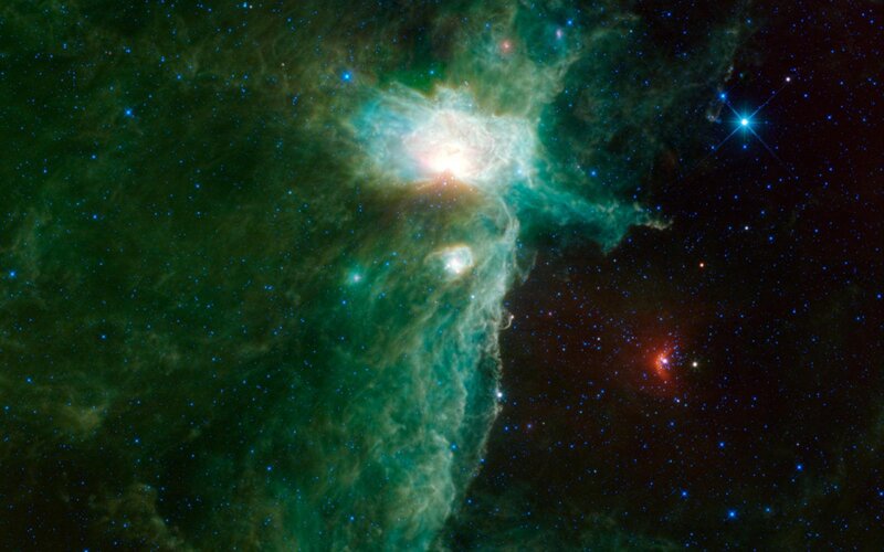 Nebula in Space — Green, Cosmic, Night