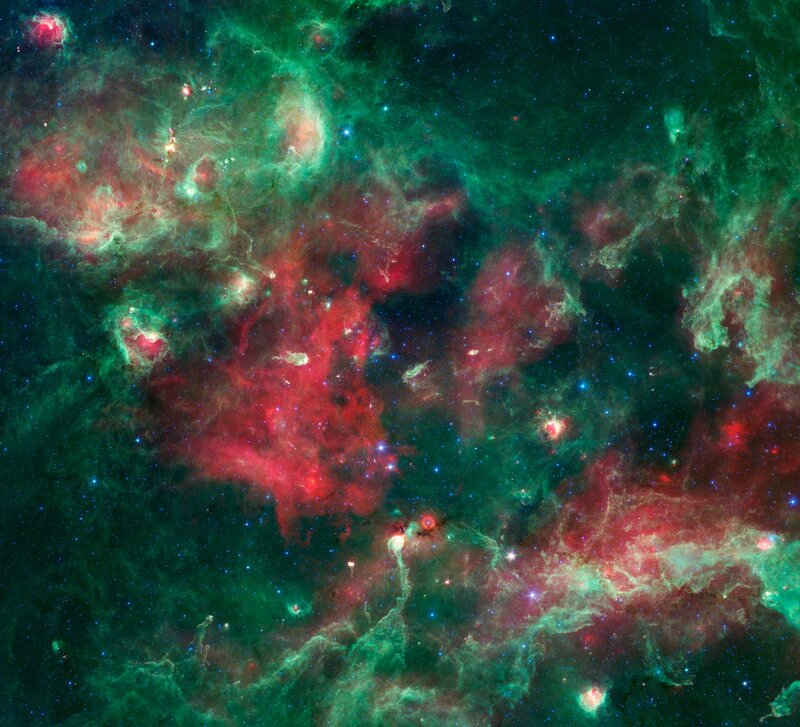 Nebula in Space — Green, Cosmic, Photograph, Stars, Gas Clouds, Dust