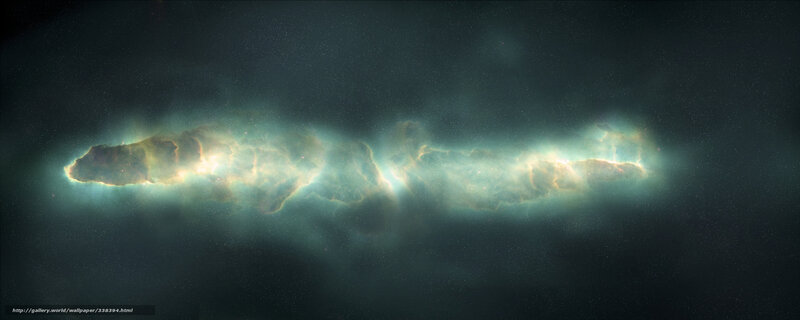 Nebula in Space — Green, Dramatic, Digital Art, Stars