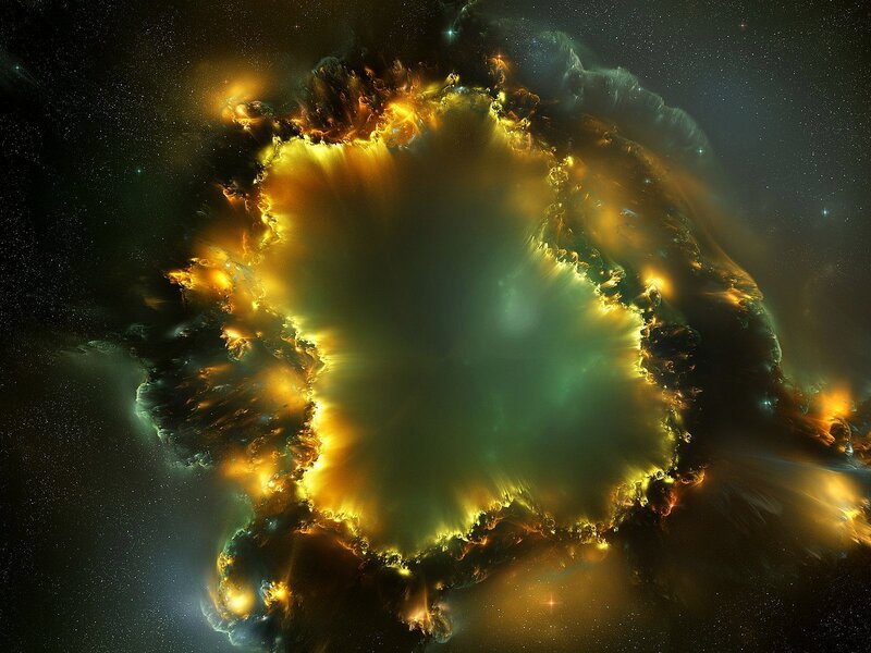 Nebula in Space — Green, Dramatic, Night