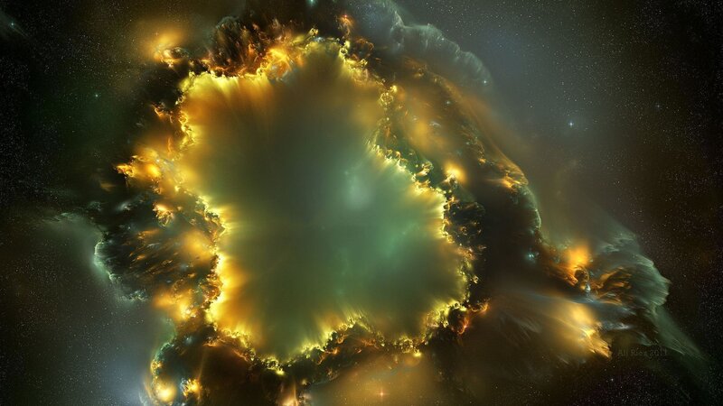 Nebula in Space — Green, Dramatic