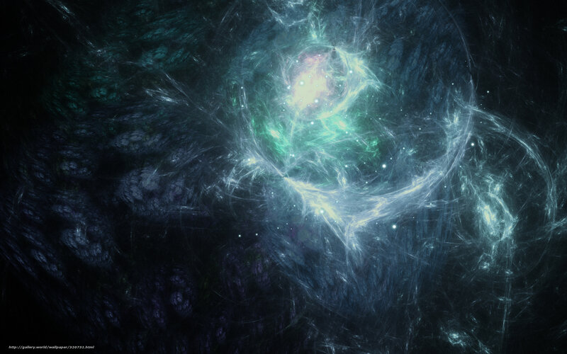 Nebula in Space — Green, Mysterious, Digital Art