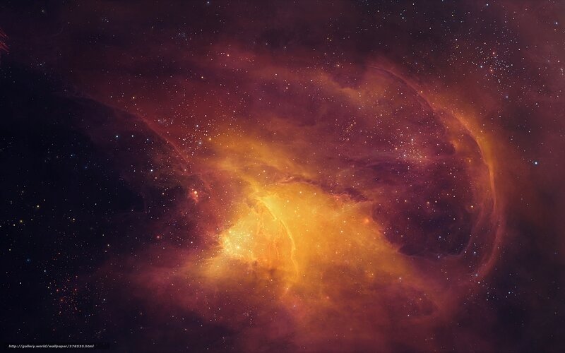 Nebula in Space — Orange, Cosmic, Digital Art