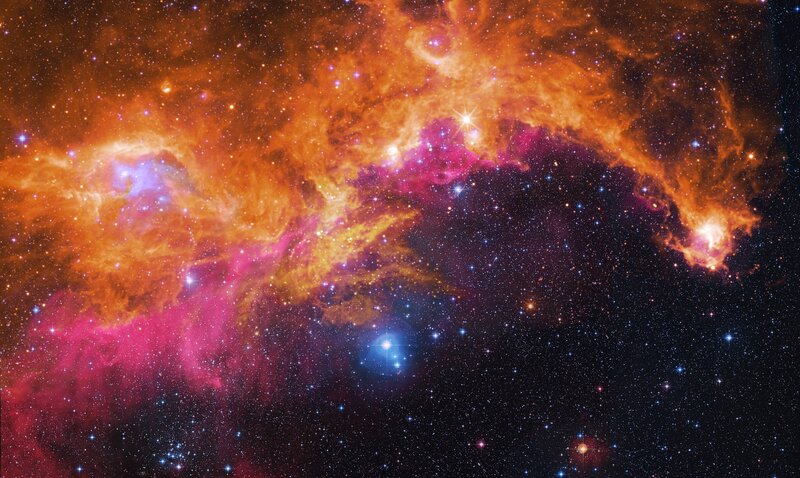 Nebula in Space — Orange, Cosmic, Night, Photograph, Stars, Gas Clouds