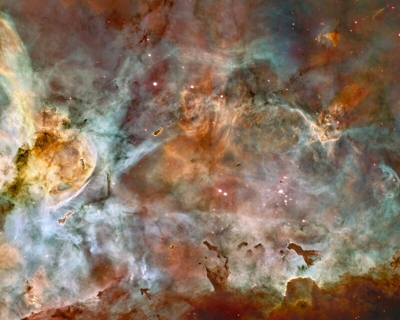 Nebula in Space — Orange, Cosmic, Photograph, Stars, Gas Clouds, Dust, Blue