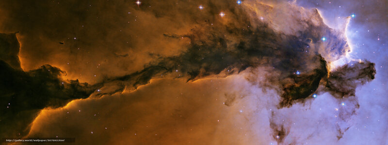 Nebula in Space — Orange, Cosmic, Photograph, Stars, Gas Clouds, Dust