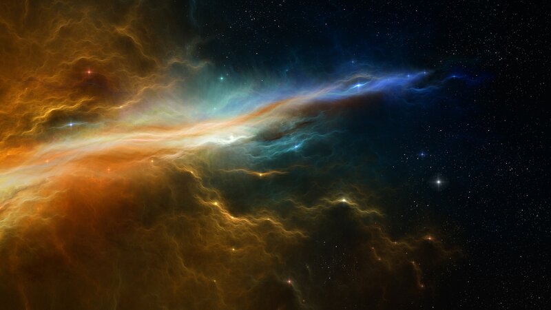 Nebula in Space — Orange, Dramatic, Night