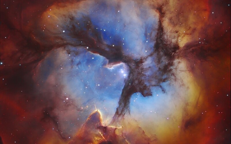 Nebula in Space — Photograph, Yellow