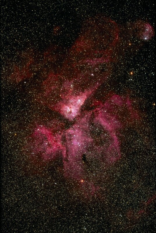 Nebula in Space — Pink, Cosmic, Night, Photograph, Stars, Gas Clouds, Black